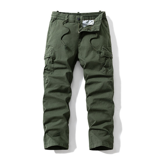 Herren Relaxed-Fit Canvas‑Cargohose mit Elastikbund, verdecktem Tunnelzug und Mehrfach‑Klappentaschen Nord Taschen