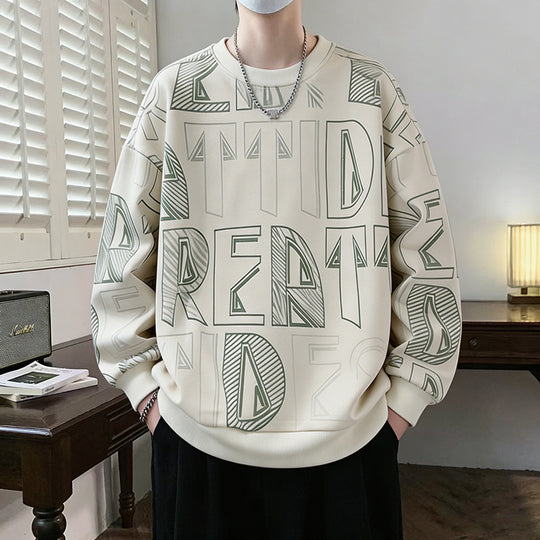 Herren Oversized-Sweatshirt mit großflächigem Lettering-Print und geripptem Saum Nord Taschen