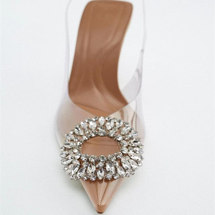 Damen Transparente Pumps mit funkelndem Kristallschmuck