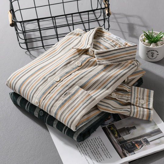 Herren Overshirt aus Baumwollmischung mit vertikalen Streifen und Brusttasche Nord Taschen