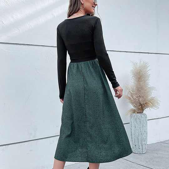 Damen Elegantes Maxikleid mit V-Ausschnitt und Taillengürtel Nord Taschen