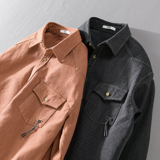 Herren Relaxed-Overshirt aus Baumwoll-Twill mit aufgesetzter Brusttasche Nord Taschen
