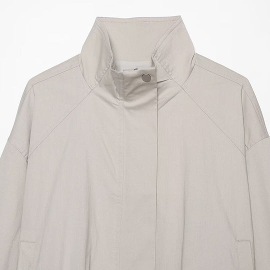 Damen Leichte Cropped Übergangsjacke mit Stehkragen und verdecktem Reißverschluss Nord Taschen