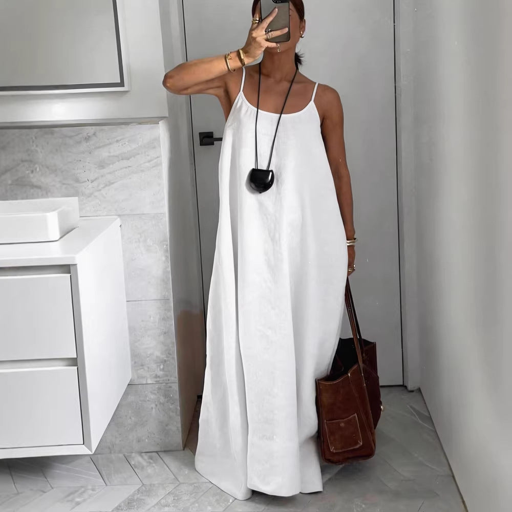 Damen luftiges Leinen-Maxikleid Nord Taschen