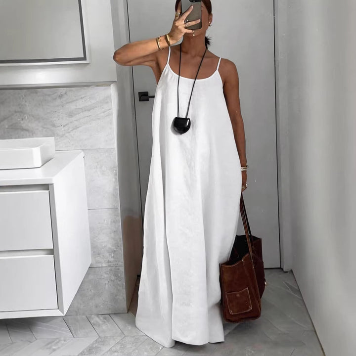 Damen luftiges Leinen-Maxikleid Nord Taschen