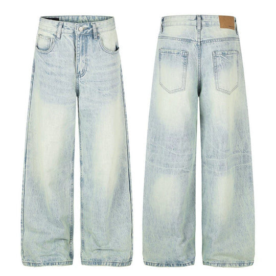 Damen Hochgeschnittene Weite Jeans im Palazzoschnitt mit weitem Bein und verwaschener Optik Nord Taschen