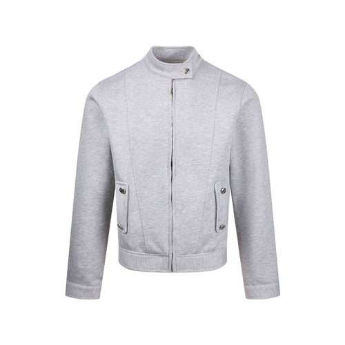 Damen Kurz geschnittene Sweat‑Bomberjacke mit Stehkragen, verdecktem Reißverschluss und Pattentaschen Nord Taschen