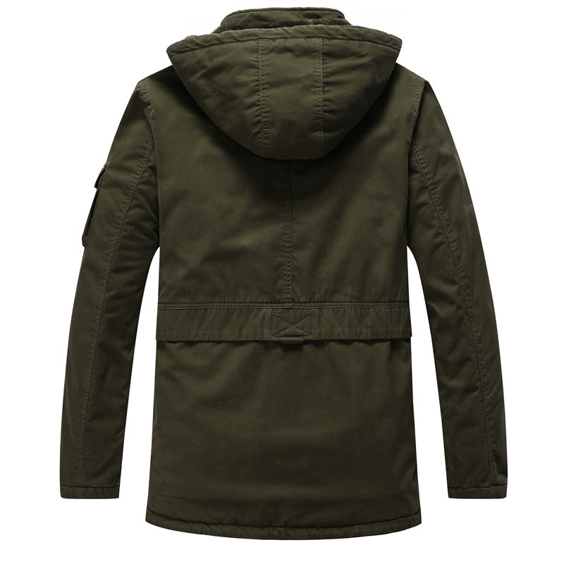 Herren Canvas-Militärparka mit Teddyfutter, Kapuze und multifunktionalen Taschen Nord Taschen