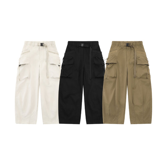 Damen Weite Cargo‑Culotte mit aufgesetzten Taschen und integriertem Webbing‑Gürtel Nord Taschen