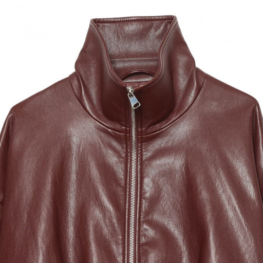 Damen Kurz geschnittene Kunstlederjacke mit Stehkragen und durchgehendem Reißverschluss Nord Taschen