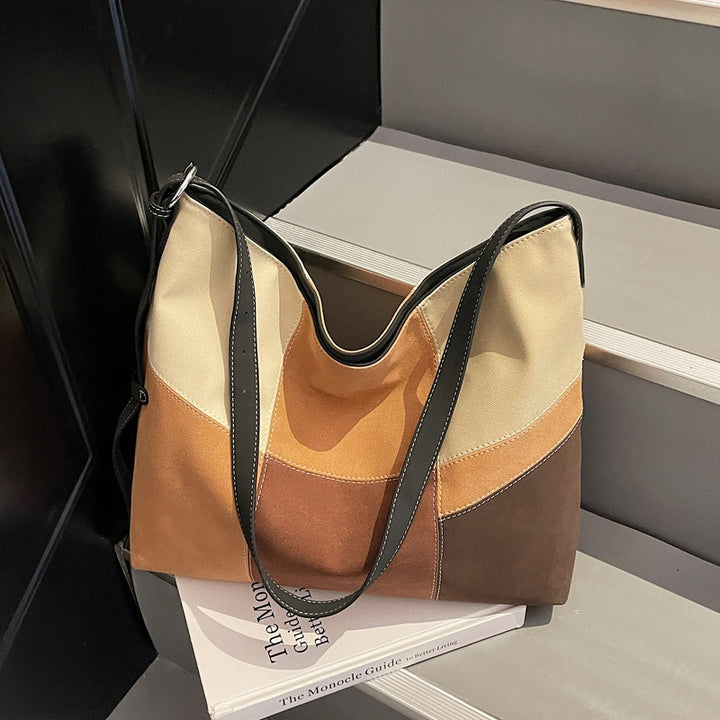 Damen Hobo-Tasche aus hochwertigem, mehrfarbigem Veloursleder mit einzigartigem Patchwork-Design Nord Taschen
