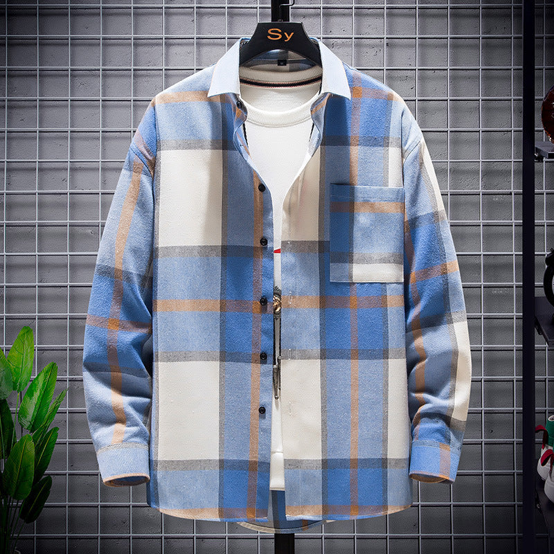 Herren karierte Flanell-Hemdjacke im Oversize-Schnitt mit aufgesetzter Brusttasche Nord Taschen