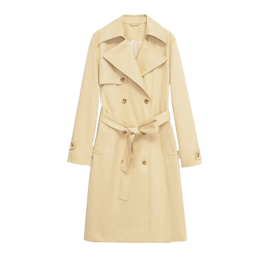 Damen Midi-Trenchcoat aus leichtem Funktionsstoff mit Bindegürtel und Sturmklappe Nord Taschen