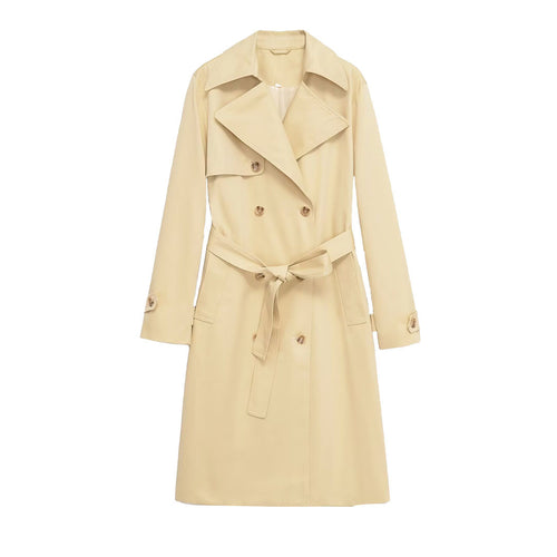 Damen Midi-Trenchcoat aus leichtem Funktionsstoff mit Bindegürtel und Sturmklappe Nord Taschen