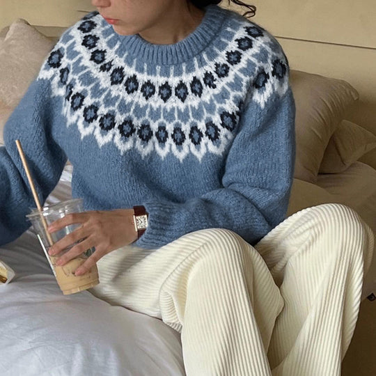 Damen Gemusterter Strickpullover mit Norweger-Motiv Nord Taschen