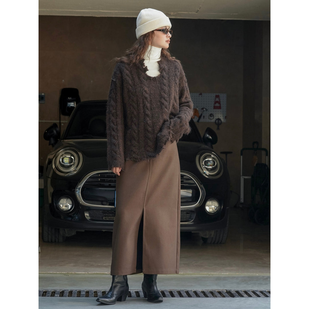 Damen Oversized Mohair-Optik Pullover mit flauschiger Struktur und Relaxed-Silhouette Nord Taschen