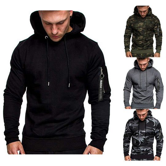 Herren Slim-Fit Hoodie mit Ärmel‑Zip‑Tasche, Kapuze und Kordelzug Nord Taschen