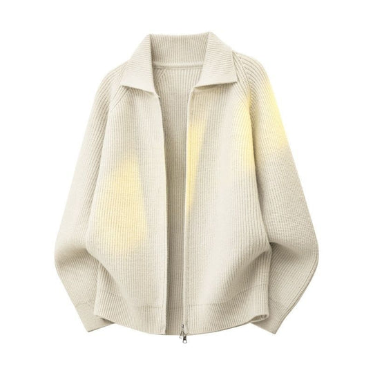 Damen Oversize-Strickjacke mit durchgehendem Reißverschluss, gerippter Struktur & Stehkragen Nord Taschen