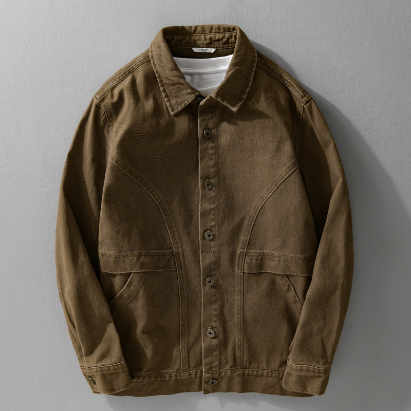 Herren robuste Canvas-Workerjacke mit Fronttaschen und markanten Ziernähten Nord Taschen