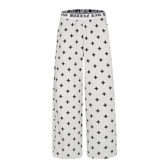 Damen Extraweite Komfort-Loungehose im Palazzo-Schnitt mit bedrucktem Elastikbund und Allover-Ornamentprint Nord Taschen