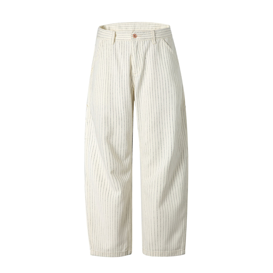 Damen Carpenterhose aus Leinen‑Baumwollmix mit Nadelstreifen und Hammerloop Nord Taschen