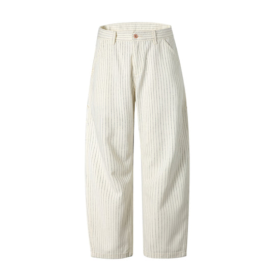 Damen Carpenterhose aus Leinen‑Baumwollmix mit Nadelstreifen und Hammerloop Nord Taschen