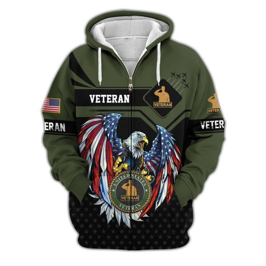 Herren Kapuzensweater mit amerikanischem Veteranenmotiv Nord Taschen