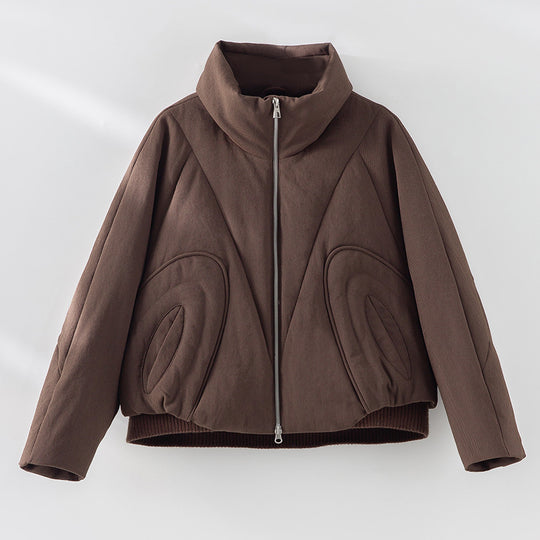 Damen Kurze gesteppte Steppjacke mit hohem Stehkragen und skulpturaler Nahtführung Nord Taschen