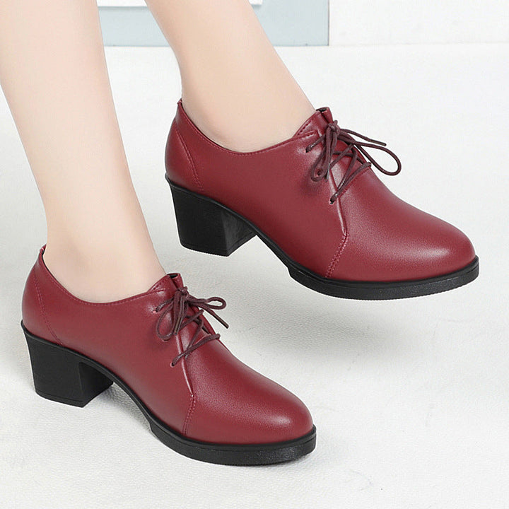 Damen Elegante Schnürschuhe mit bequemen Blockabsatz und modischem Obermaterial