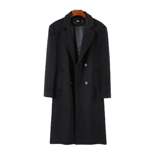 Herren Eleganter Wollmix-Longcoat mit Doppelreihe und fallendem Revers Nord Taschen
