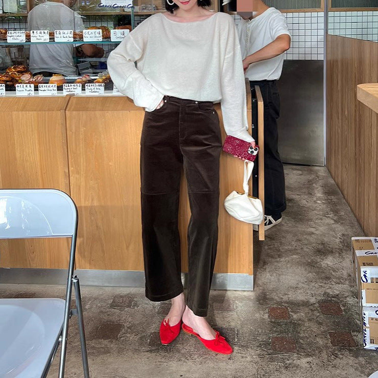 Damen Elegante weite Cordhose Nord Taschen