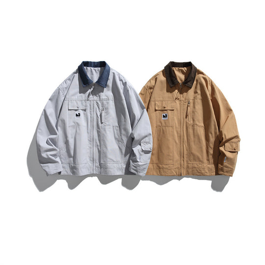 Herren Boxy-Workwear-Blousonjacke mit Kontrastkragen und Mehrfach-Taschen Nord Taschen