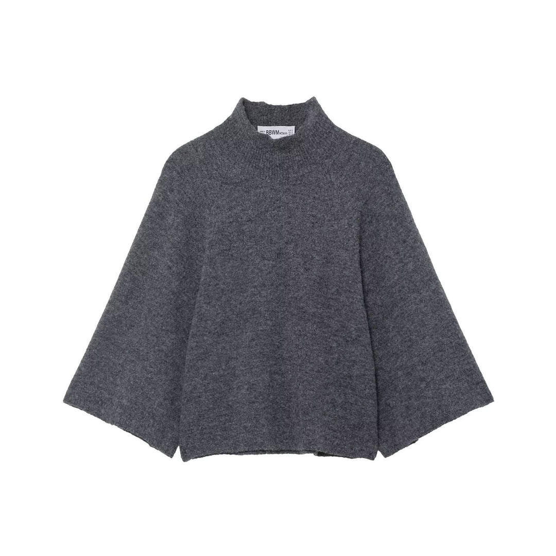Damen Oversize Strickponcho mit Stehkragen und weitem Swing‑Schnitt Nord Taschen