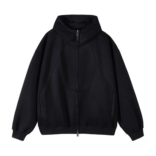 Unisex Oversize-Kapuzen-Sweatjacke mit hohem Stehkragen und durchgehendem Reißverschluss Nord Taschen