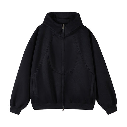Unisex Oversize-Kapuzen-Sweatjacke mit hohem Stehkragen und durchgehendem Reißverschluss Nord Taschen