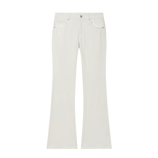 Damen Hochgeschnittene Schlaghose-Jeans mit dezenter Used-Waschung und Fünf-Taschen-Design Nord Taschen