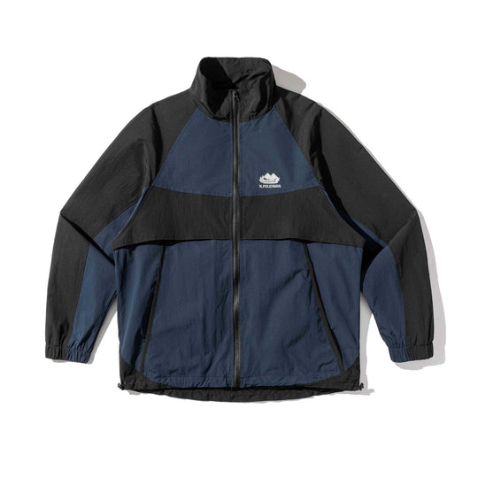 Unisex Leichte Colorblock-Windjacke im Boxy-Cut mit hohem Stehkragen und Kordelzugsaum Nord Taschen