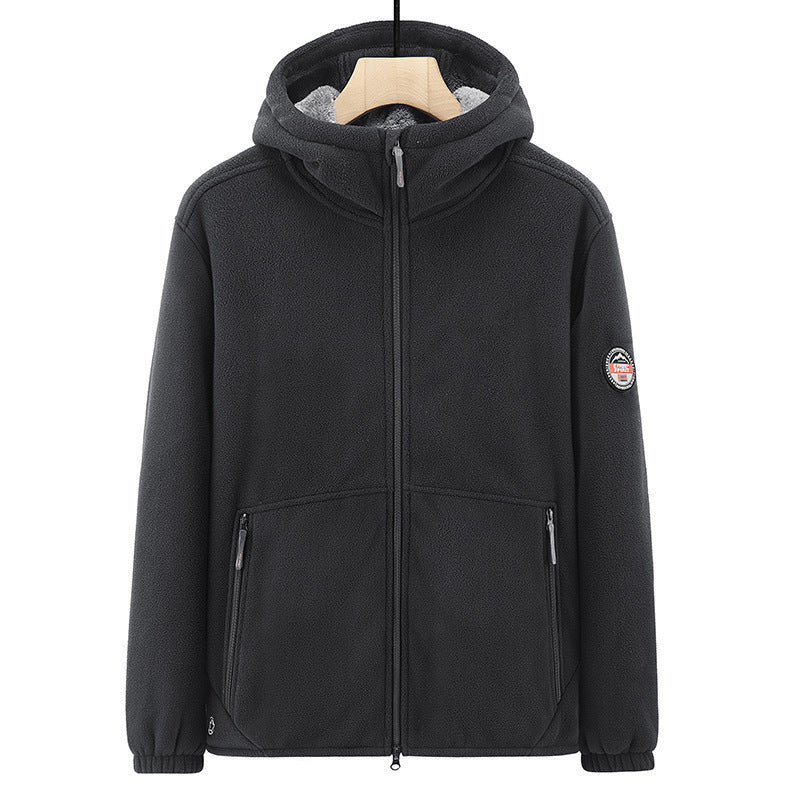 Herren Fleece-Kapuzenjacke mit Teddyfutter, Zwei-Wege-Reißverschluss und verdeckten Reißverschlusstaschen Nord Taschen