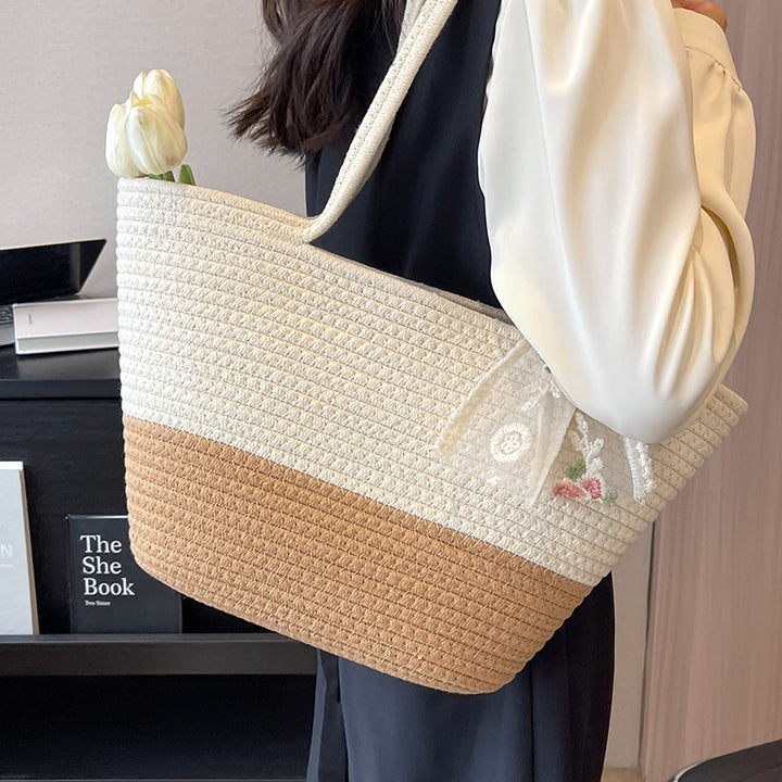 Damen praktische Strandtasche mit eleganten Stickdetails Nord Taschen