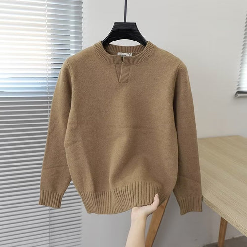 Unisex Feinstrickpullover mit Rundhalsausschnitt und Halslasche im Oversize‑Schnitt Nord Taschen