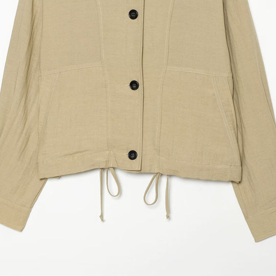Damen Oversize Cropped Utility‑Jacke mit hohem Stehkragen, Schulterklappen und Tunnelzug Nord Taschen