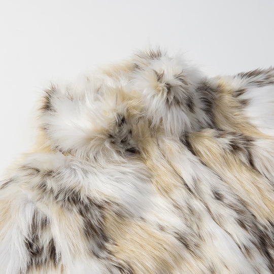 Damen Kurze Kunstfelljacke im Patchfell-Look mit hohem Stehkragen Nord Taschen