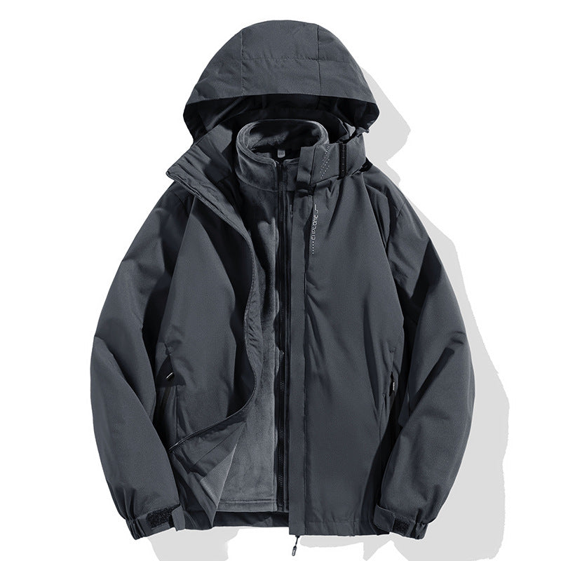Herren zweiteilige Winterjacke mit abnehmbarer Fleece-Innenjacke wasserdicht winddicht Nord Taschen