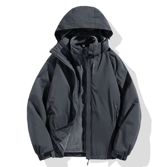 Herren zweiteilige Winterjacke mit abnehmbarer Fleece-Innenjacke wasserdicht winddicht Nord Taschen