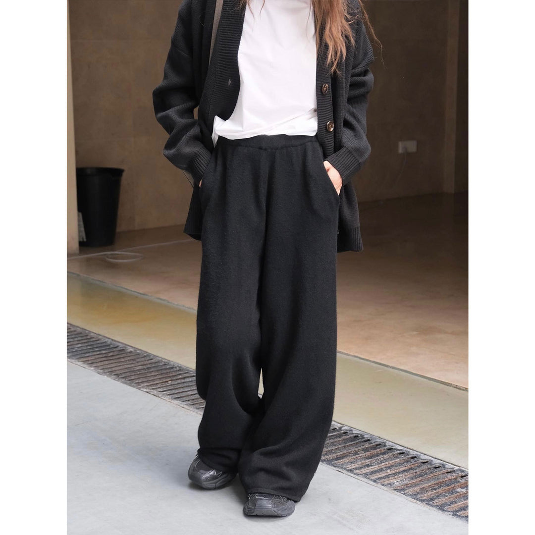 Damen Weite Strick‑Palazzohose im Lounge‑Look mit hohem Bund Nord Taschen