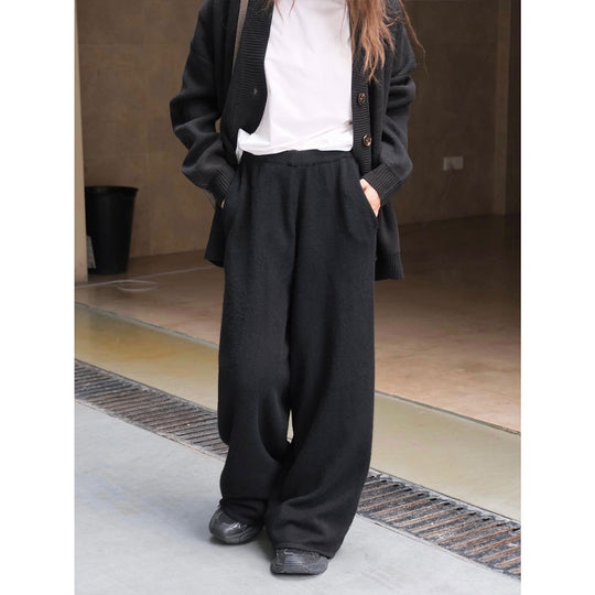 Damen Weite Strick‑Palazzohose im Lounge‑Look mit hohem Bund Nord Taschen