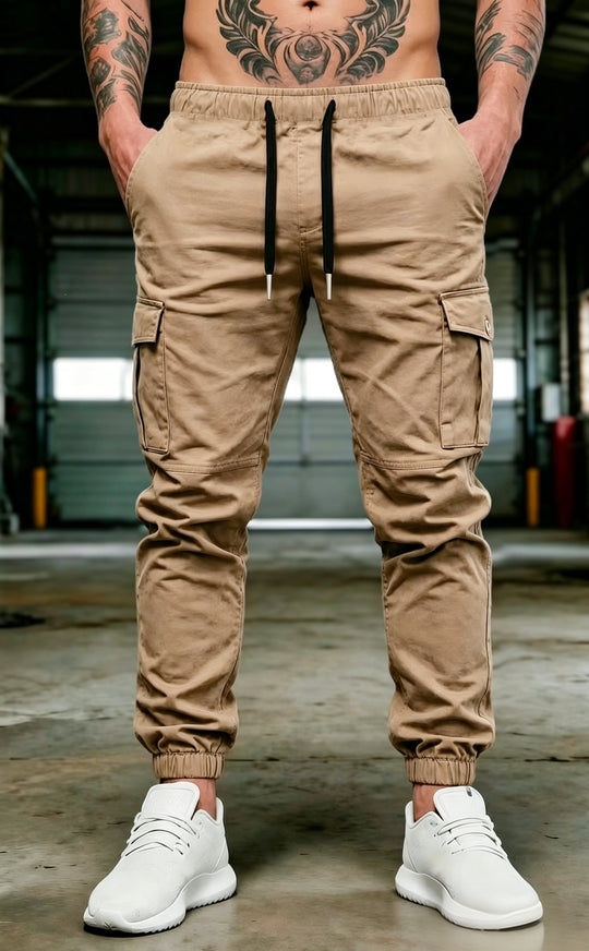 Herren Tapered Cargo-Jogginghose mit elastischem Saum, Kordelzug & Multifunktions‑Taschen Nord Taschen
