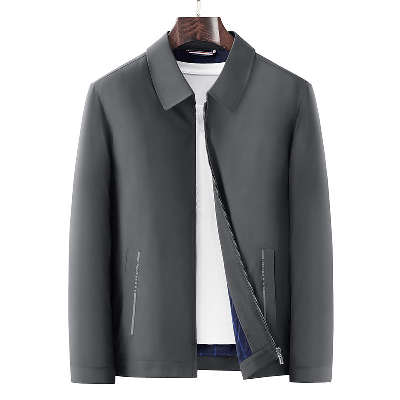 Herren Minimalistische leichte Übergangsjacke mit Hemdkragen, verdecktem Reißverschluss & seitlichen Reißverschlusstaschen Nord Taschen