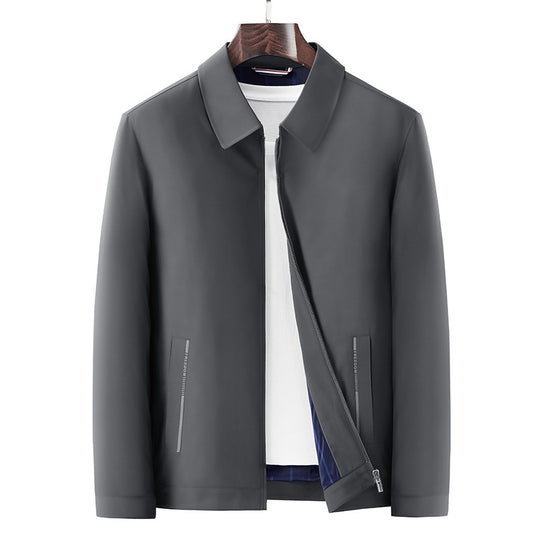 Herren Minimalistische leichte Übergangsjacke mit Hemdkragen, verdecktem Reißverschluss & seitlichen Reißverschlusstaschen Nord Taschen