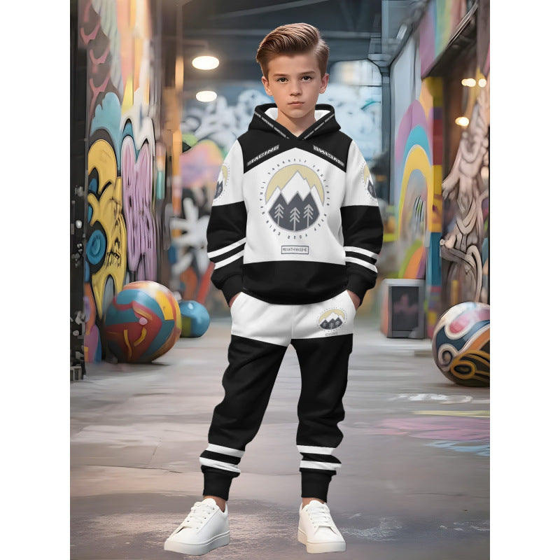 Unisex Kinder Jogginganzug mit Kapuzenpullover und detailreichem Auto-Print Nord Taschen